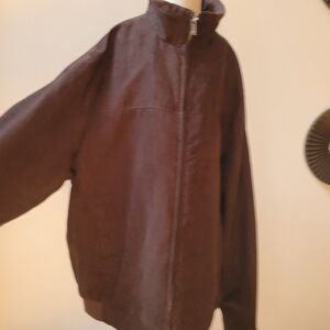 Weatherproof Mns XL bomber Jacket Dark Brown Micro Suede Pockets